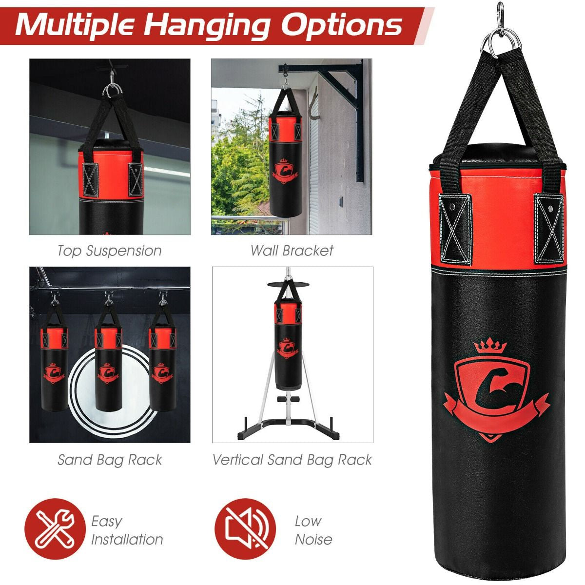 Kids Punch Bag with Hand Wraps and Wall Bracket for Workout
