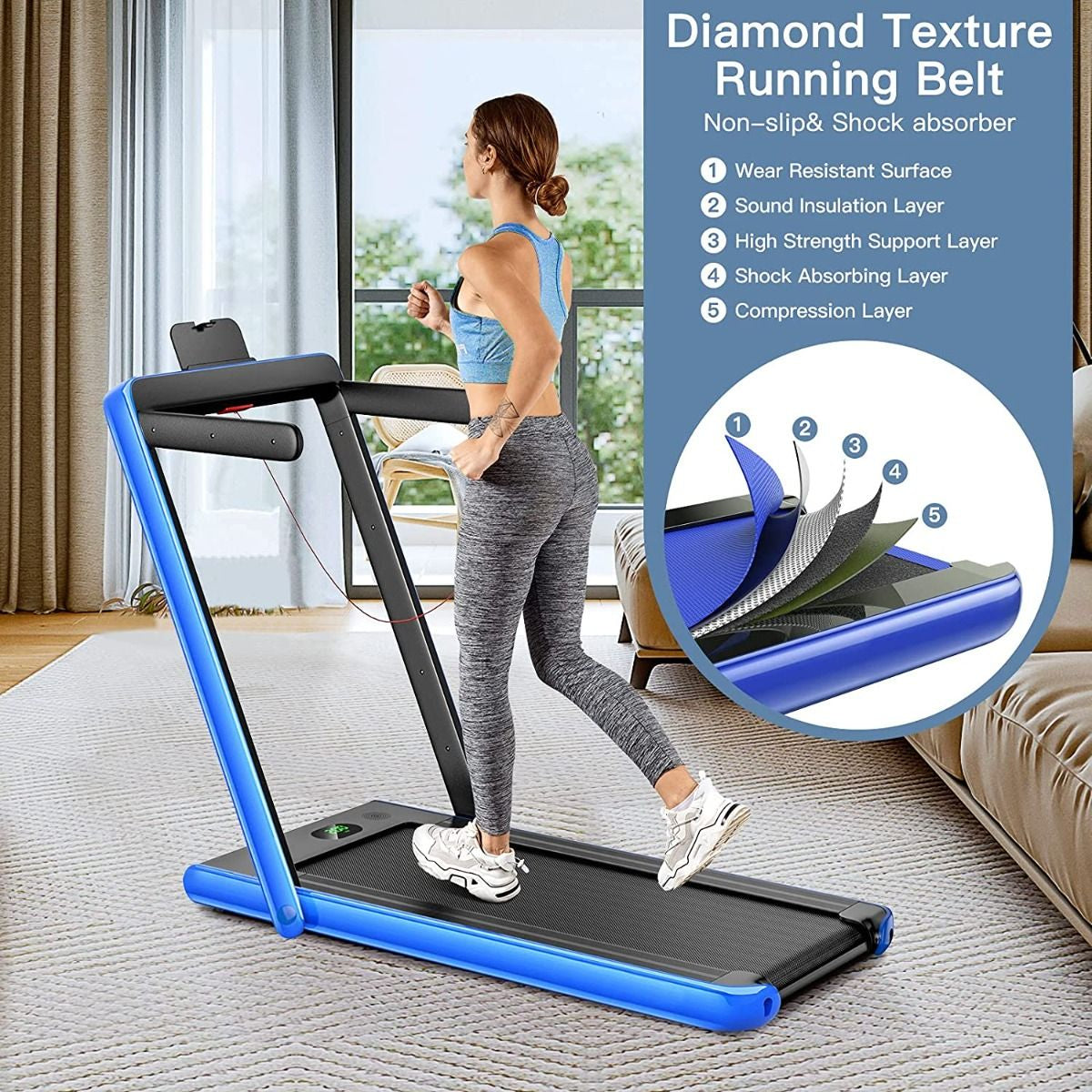 1-12Kph Folding Electric Treadmill with Bluetooth Capability