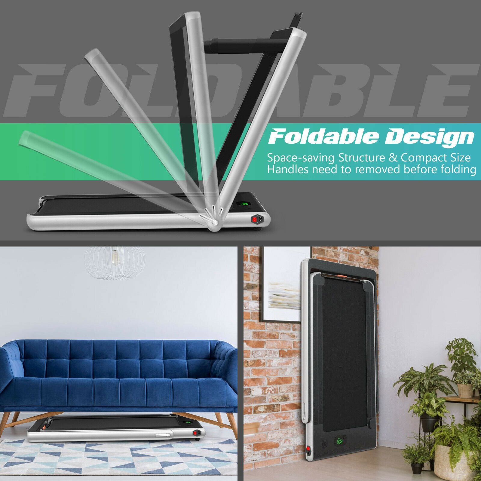 1-12Kph Folding Electric Treadmill with Bluetooth Capability