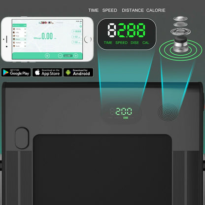 1-12Kph Folding Electric Treadmill with Bluetooth Capability